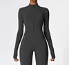 Prettysteps Zipper Nude Tight Yoga Bodysuit Outdoor Sports Bodysuit Quick Dry Running Fitness Clothes