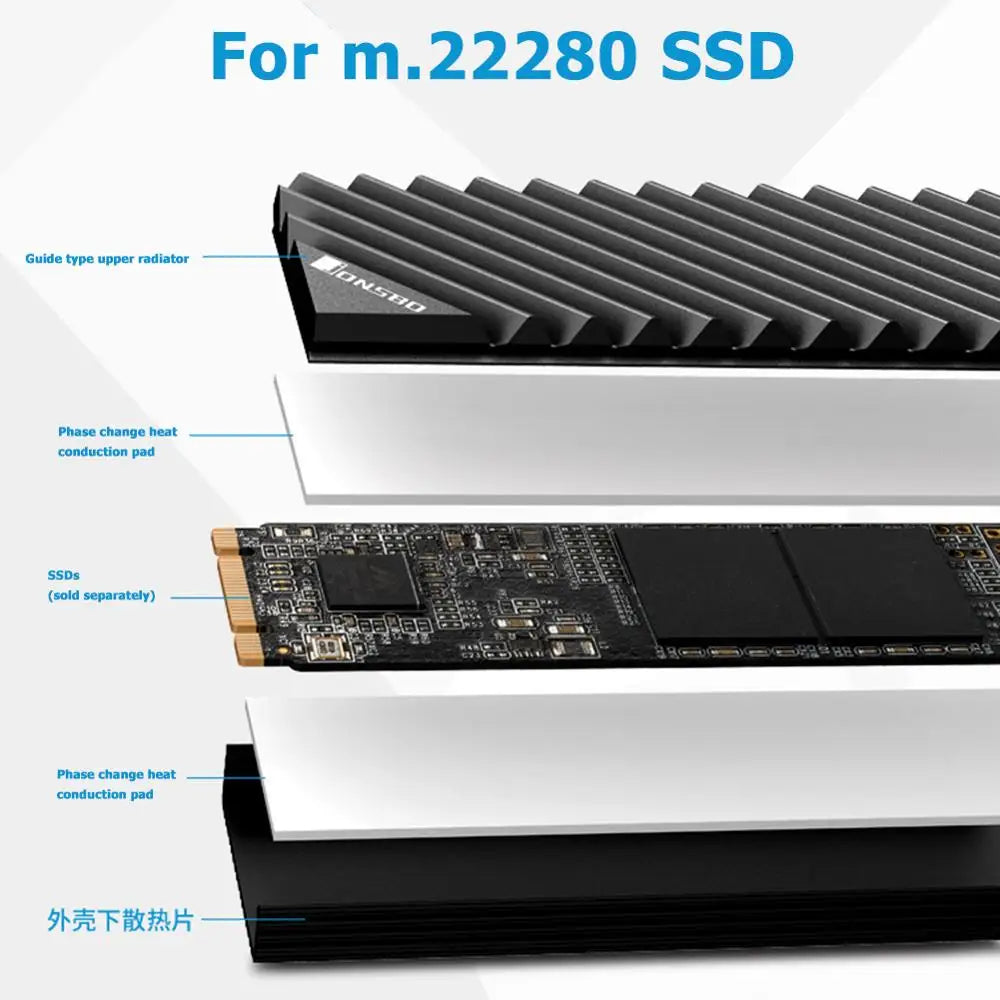 Okvyuan M2 SSD NVMe Heat Sink Jonsbo M2 2280 Solid State Hard Disk Aluminum Heatsink with Thermal Pad for Desktop PC Accessories