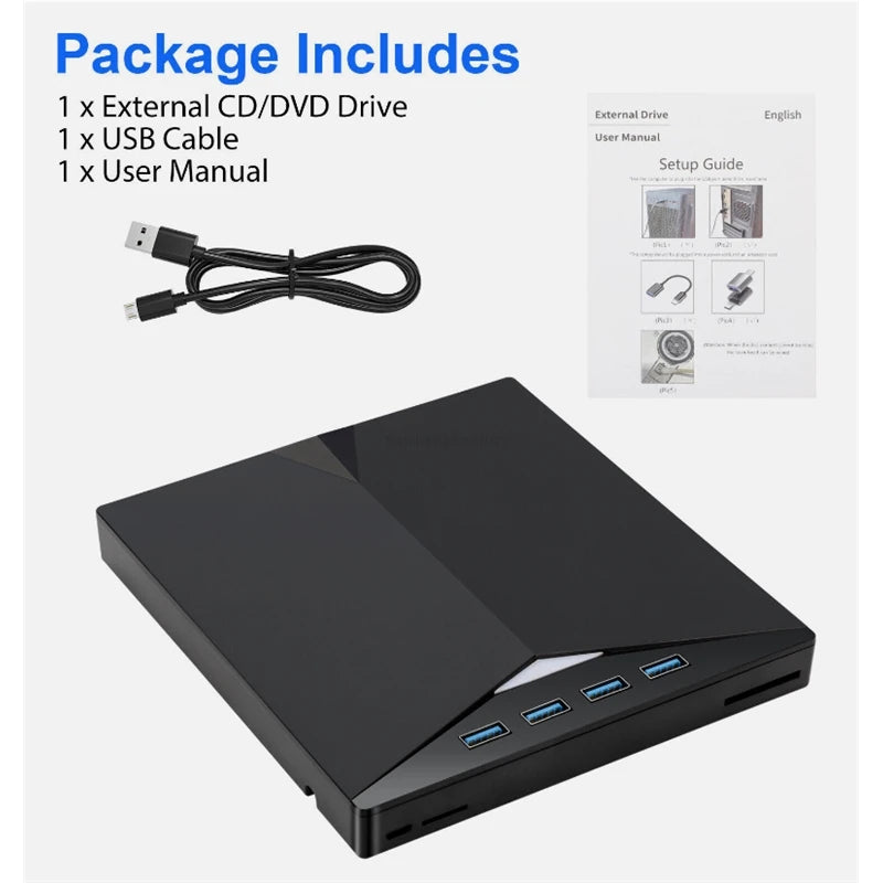 Factory Price USB 3.0 External CD DVD Drive Writer Burner Reader Player for Laptop Desktop Windows 7 8 10 11