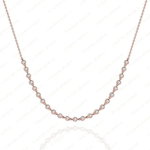 Wholesale 14K Solid Gold Diamond-Cut 16 Inch Link Necklace for Men's Trendy Yellow Gold Jewelry 21 Diamonds 6.51ct Claw Setting