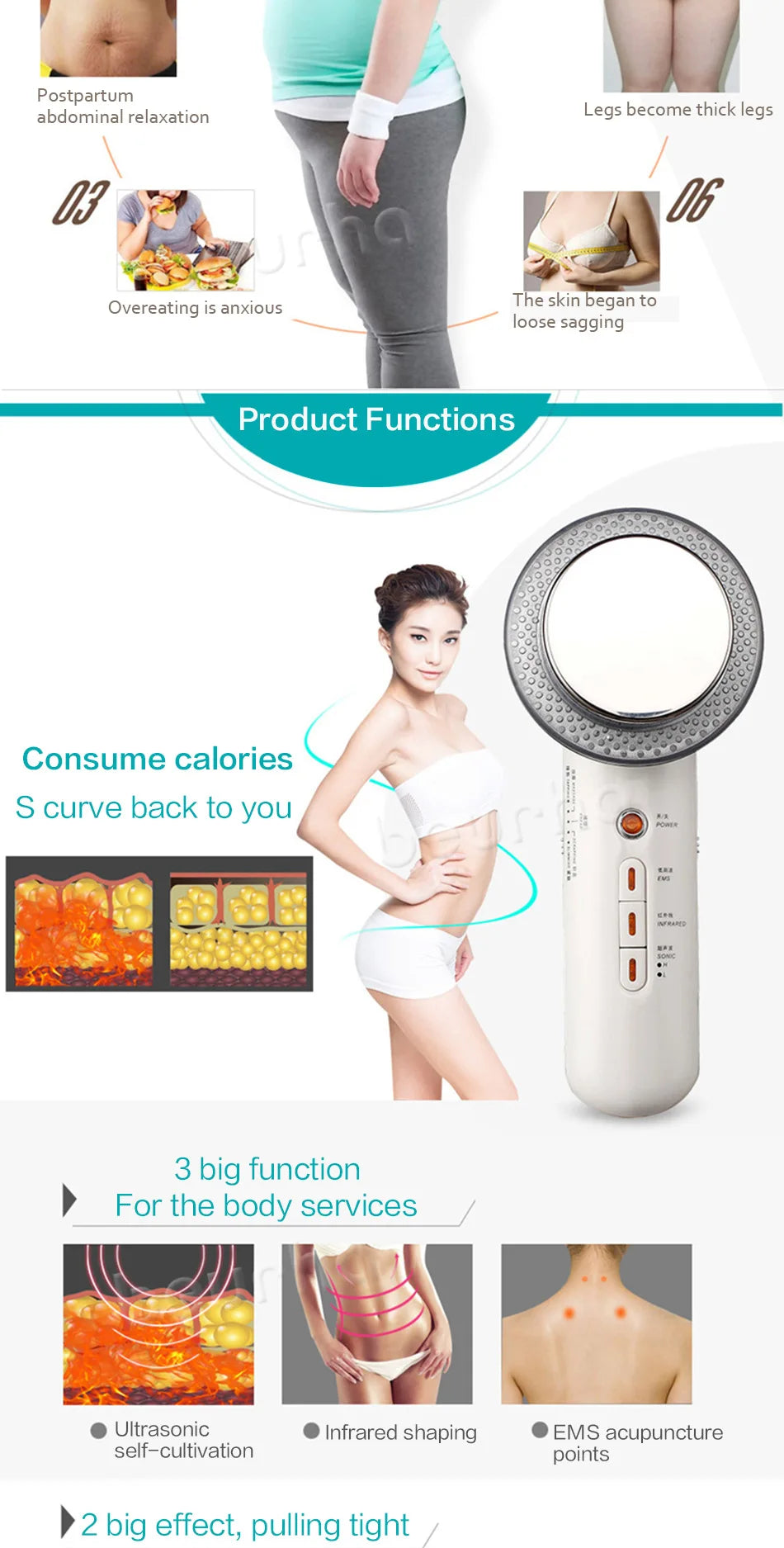 EMS Body Slimming Massager Ultrasonic Cavitation Weight Loss Machine Anti Cellulite Fat Burner Electric Infrared Slimming Machin