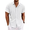 Men's Casual Button Down Shirt Short Sleeve Anti-Pilling Yarn Dyed for Beach Summer Wedding Knitted Weaving Method