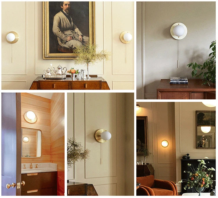 Wall Lamp With Switch Nordic ball wall lamp luxury TV postmodern minimalist glass creative hotel aisle corridor gold wall lamp