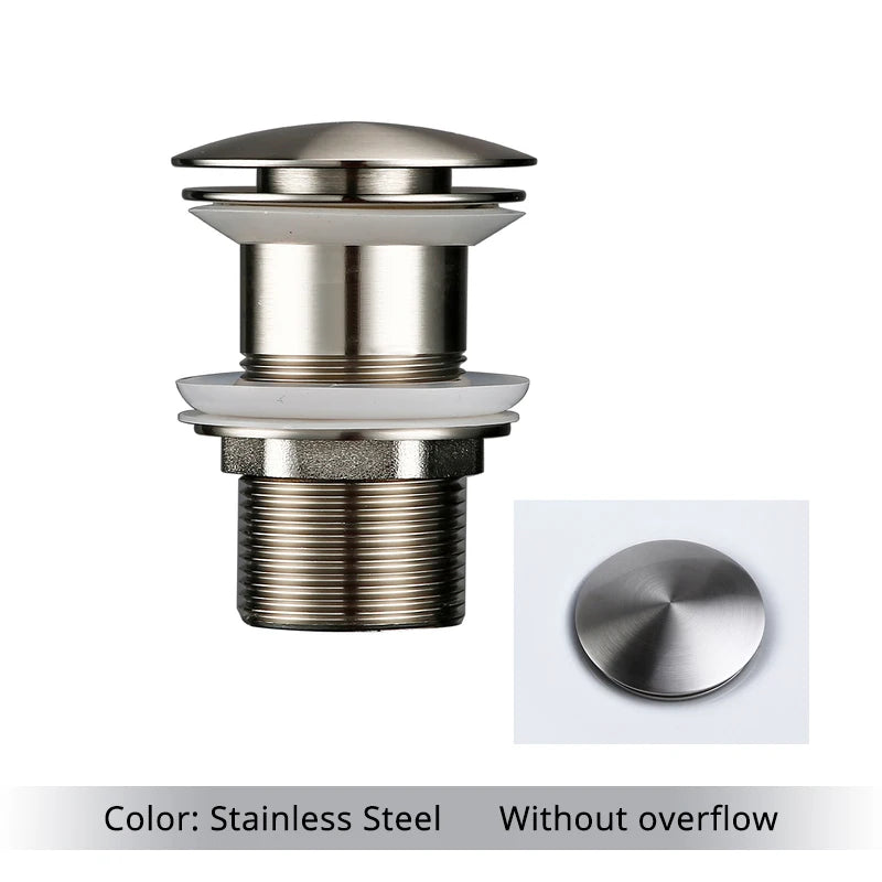 Bathroom Basin Gunmetal Pop-Up Drain Waste Stopper Sink Accessories Solid Support Round Bathtub Brass Flush Drain