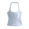PB&ZA Women 2024 Spring New Fashion Hang the Neck and Slim the Body Tank Tops Vintage Backless Female Camis Chic Tops