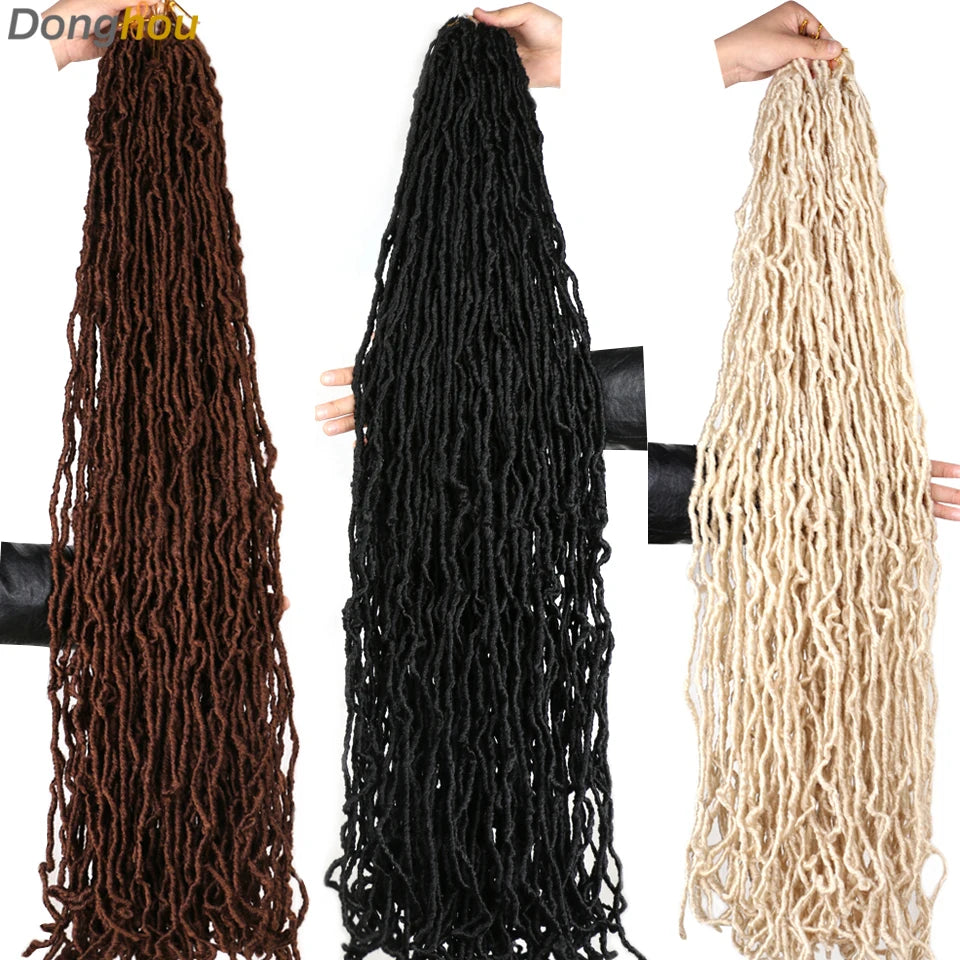 18”24”36” Mix Green New Faux Locs Crochet Hair Synthetic Curly Dreadlocks Hair Extensions Faux Cheveux Soft Locs Crochet Braids