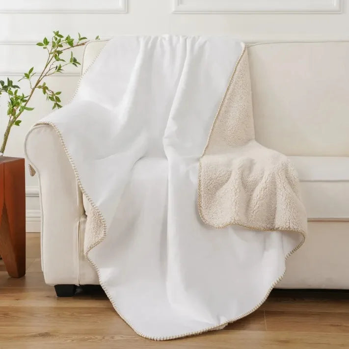 Customizable 3D Printed Synthetic Material One-Piece Dropshipping Double-Sided Flannel White Blanket Digital Foreign Trade