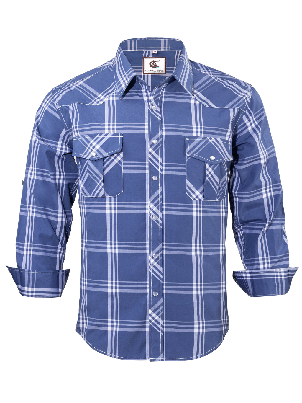 Men's Western Cowboy Long Sleeve Pearl Snap Casual Plaid Work Shirts