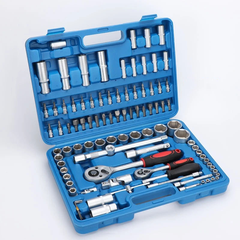 94 Pcs Auto Repair Maintenance Matte Ratchet Wrench Set Hand-Power Combination OEM Hard Case Box Truck Toolbox Socket Wrenches