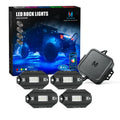 MICTUNING RGBW LED Rock Lights with Bluetooth Controller, Timing Function, Music Mode - C1 4Pods Multicolor Neon LED Light Kit