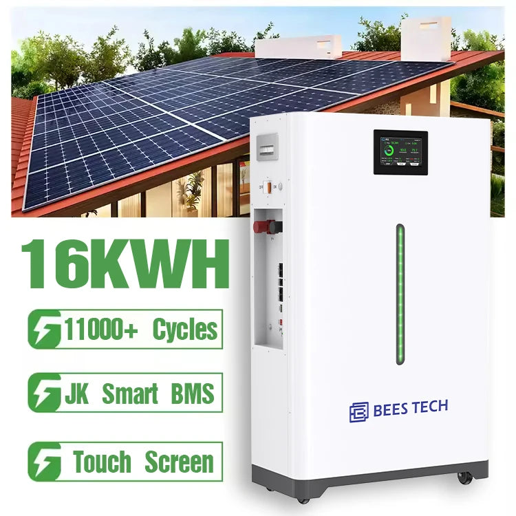 20 Year Lifetime 16kwh 17kw Lithium Battery 51.2V 300ah 314Ah 16S JK BMS BT WIFI 30Kwh 50Kwh LiFePO4 Home Energy Storage Battery