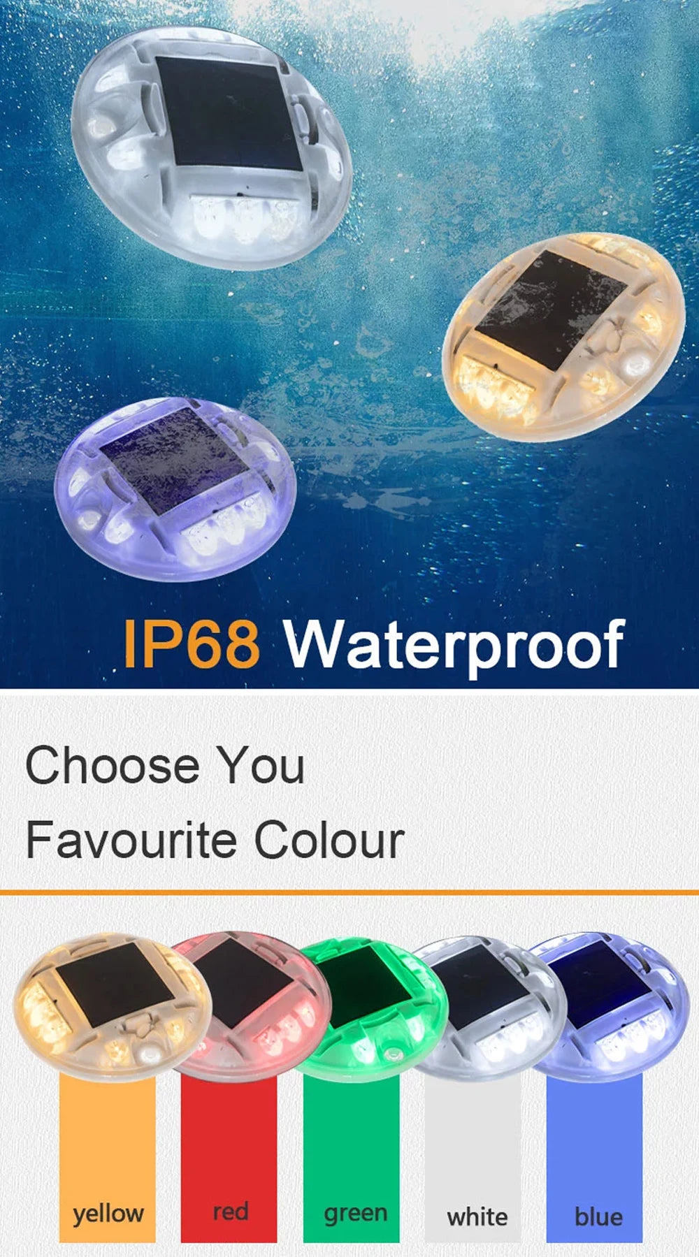 IP65 Solar Deck Lights Driveway Dock LED Light Outdoor Waterproof Road Stud for Step Sidewalk Stair Garden Pathway Yard