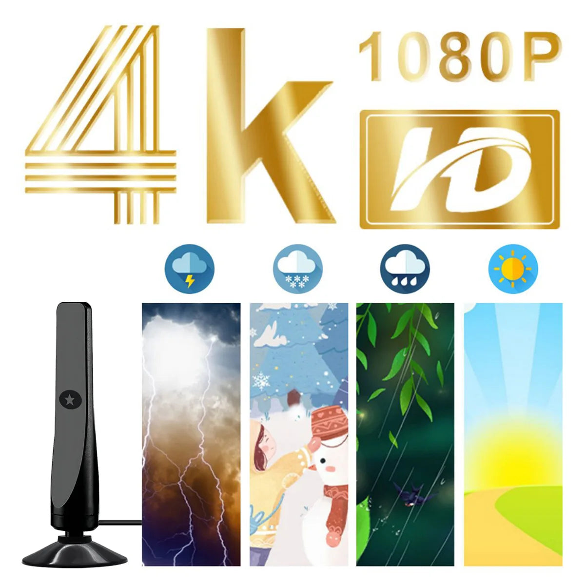 New 4K DTMB Digital TV Antenna Receiver Indoor and Outdoor HD Terrestrial Wave HDTV Antenna with Vertical Polarization