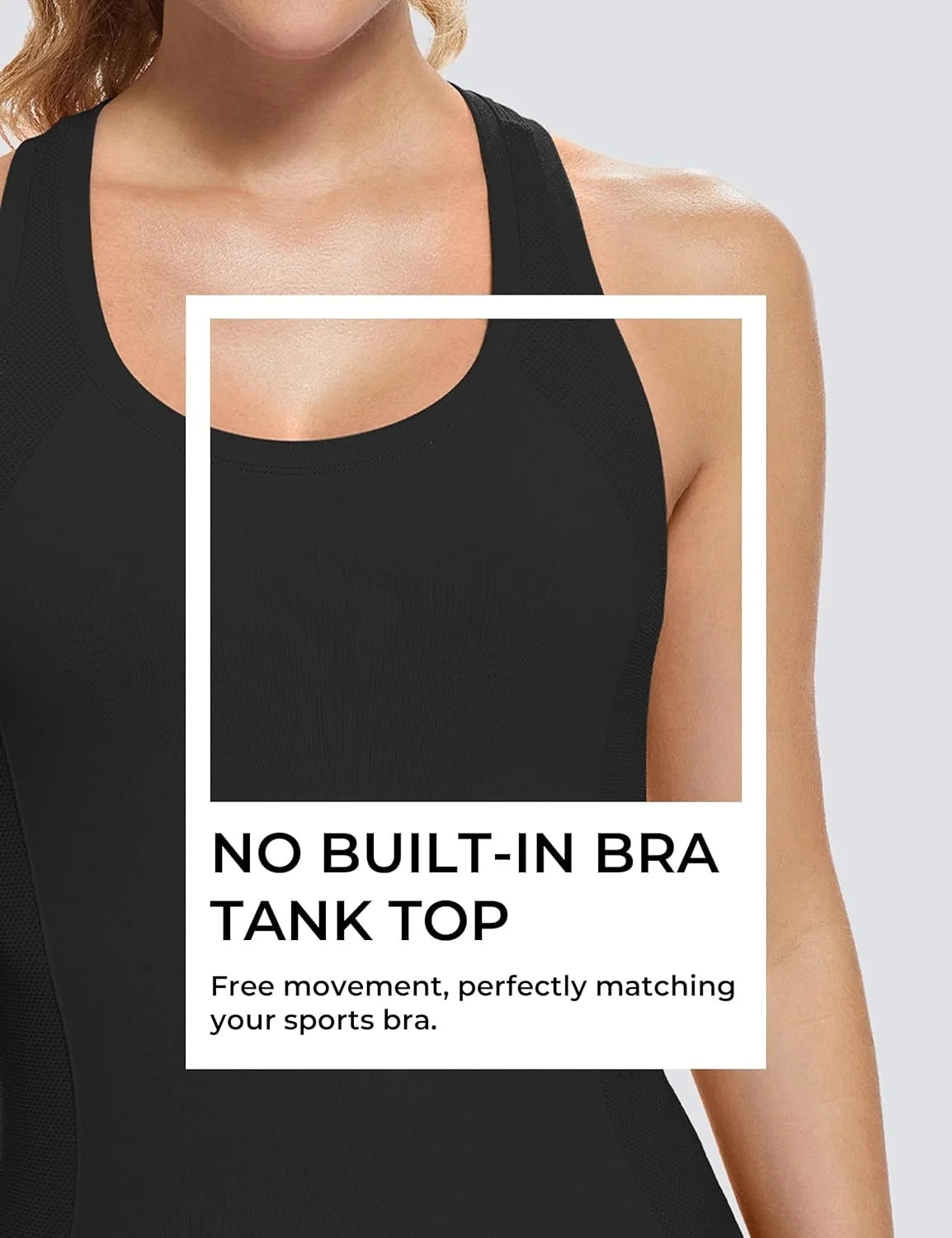 Women's Racerback Workout Tank Tops-Seamless Spandex/Polyester Breathable Knitted High Support Solid Running Muscle Tank