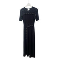 2024 Autumn High-quality New French Style Fashion Staple Button Slim Knit Black Short-sleeved Casual Dress