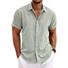 Men's Casual Button Down Shirt Short Sleeve Anti-Pilling Yarn Dyed for Beach Summer Wedding Knitted Weaving Method