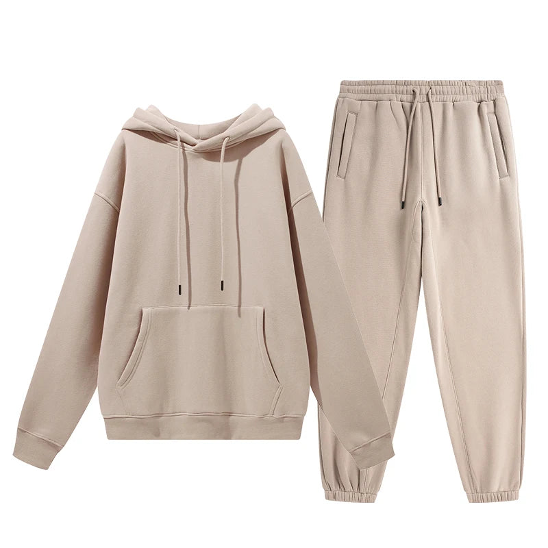 Wholesale Organic Cotton Sweatpants and Hoodie Set Custom Sweat Suits Casual Unisex Tracksuit