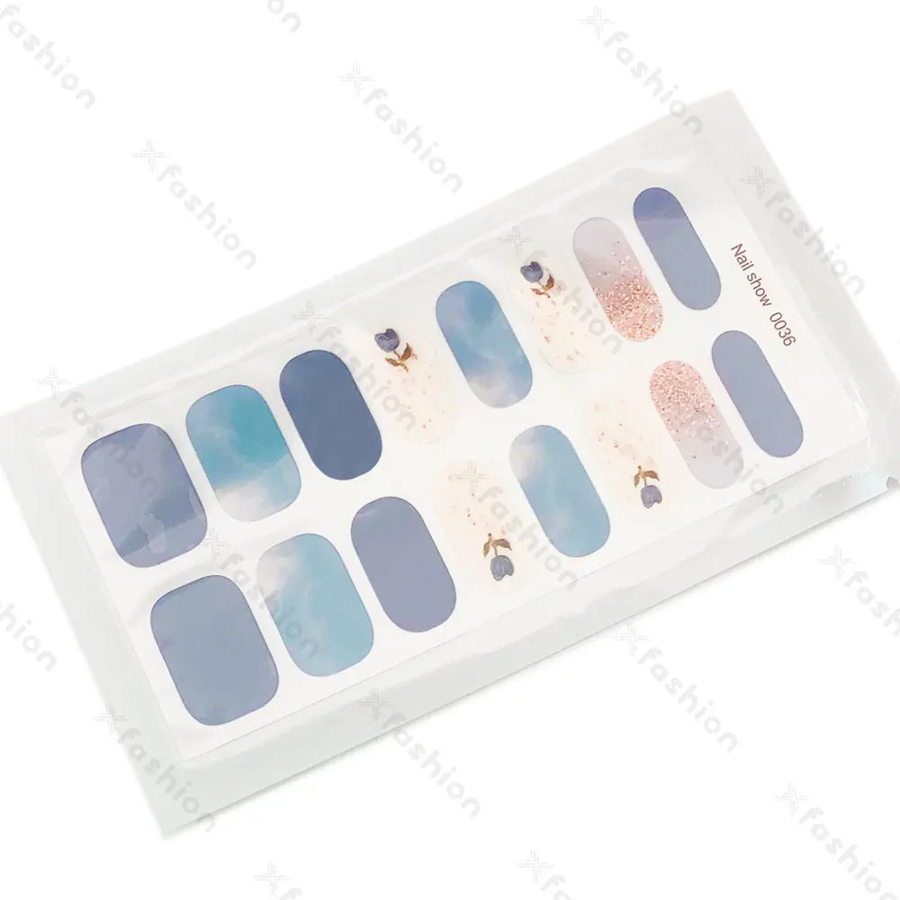Hot Sale 16 Tips Solid Color Semi-Cured Gel Nail Stickers UV Light Durable Waterproof Long-Lasting Gel Nail Stickers Wholesale