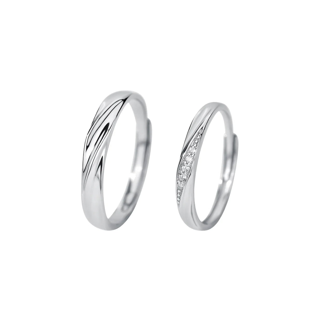 New NO MOQ Jewelry Fashion Couple Ring Jewelry 925 Sterling Silver Twisted Zircon Engagement Weeding Rings Lover Diamond Rings