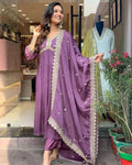 Faux Georgette Embroidered Gown Dupatta Set New Indian Designer Gown for Women and Girls Festive Partywear Readymade Stitched