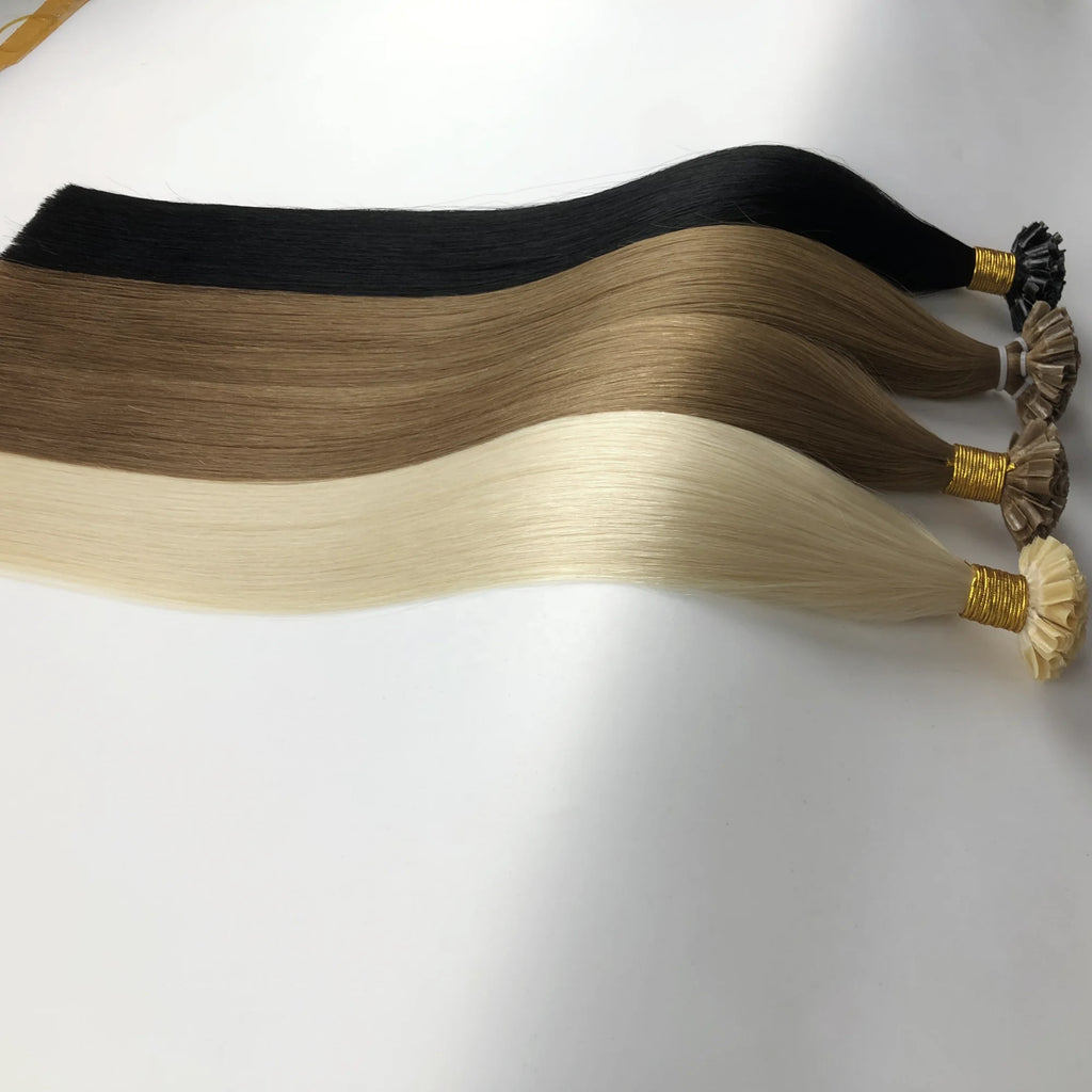Factory Supply U Tip Hair Extensions 100% Natural Virgin Raw Hairs Customized Color U Tip Human Hair Extensions