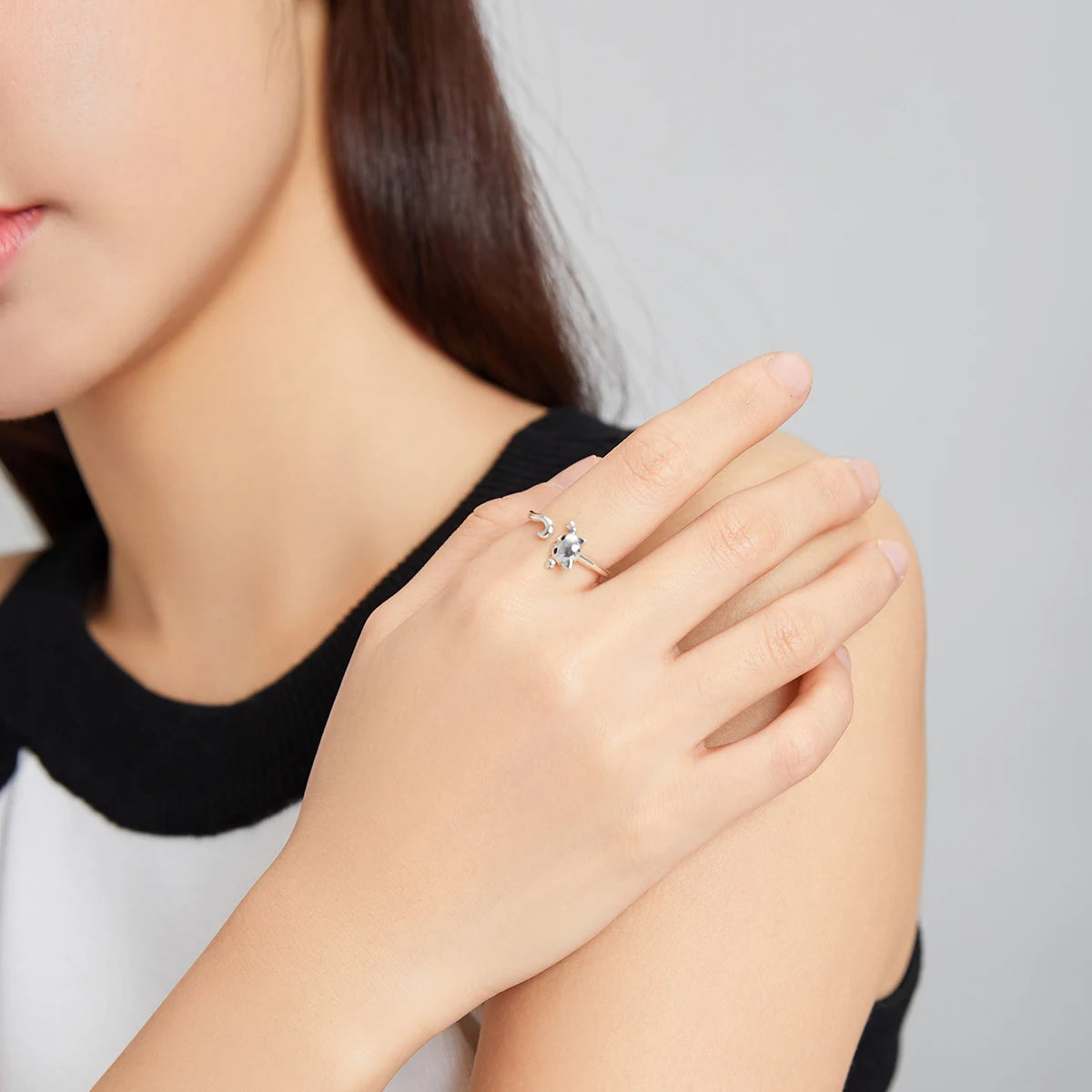 Hot Sale 925 Sterling Silver Original Cute Cat Ring Adjustable Size Rings Finger for Women Elegant Silver Jewelry SCR707