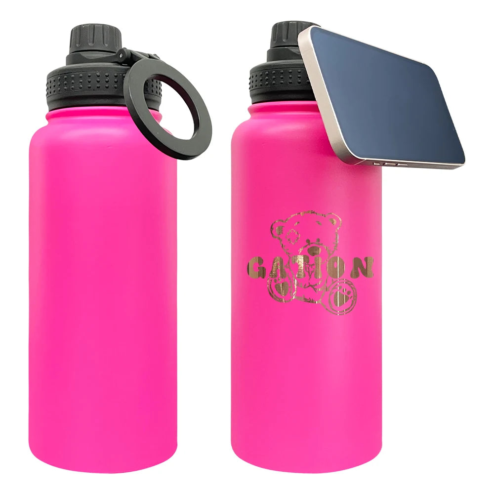 1 Pack USA Warehouse RTS Rose Red Copper Plated 32oz Stainless Steel Water Bottle with Magnetic Rings for Laser Engrave