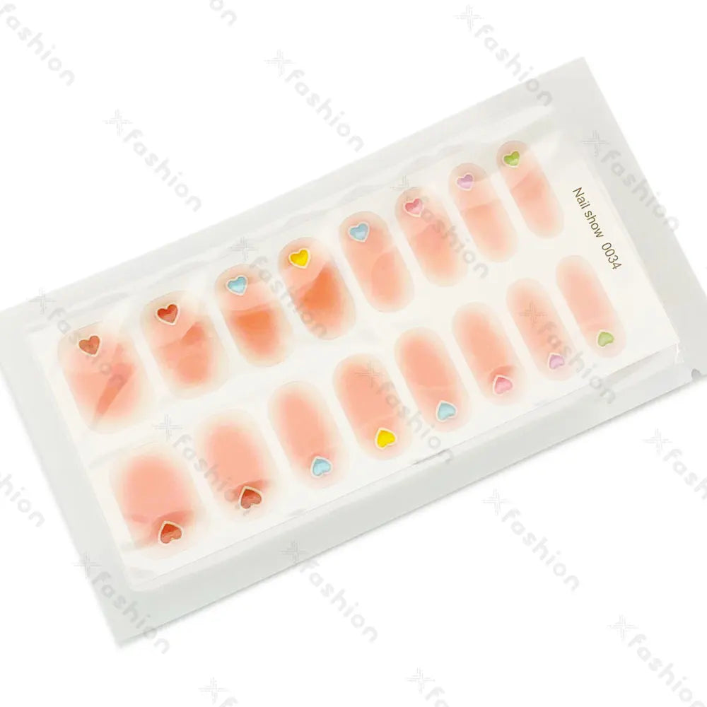 Hot Sale 16 Tips Solid Color Semi-Cured Gel Nail Stickers UV Light Durable Waterproof Long-Lasting Gel Nail Stickers Wholesale