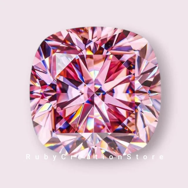 Pink Cushion Cut Moissanite Loose Stone VVS1 Clarity Gemstone for Jewelry Making All Sizes