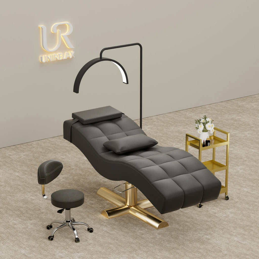 Union Win Guangdong Factory Price Tattoo Massage Table Modern Luxury Curved Lash Bed Beauty Bed for Salon