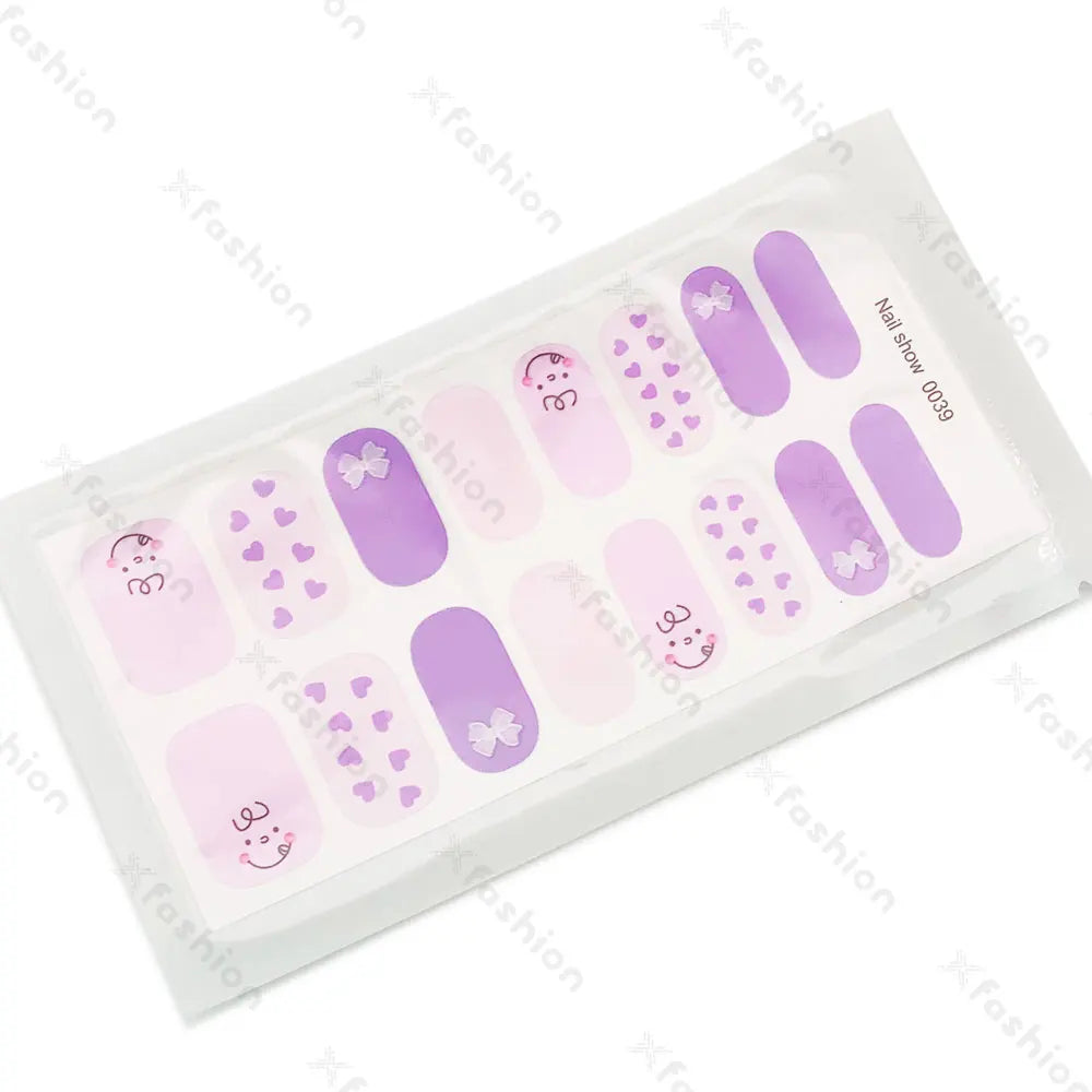 Hot Sale 16 Tips Solid Color Semi-Cured Gel Nail Stickers UV Light Durable Waterproof Long-Lasting Gel Nail Stickers Wholesale