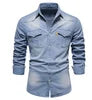 OEM Service Fashion Men Casual Cotton Jeans Shirt Long Sleeve Denim Blouse