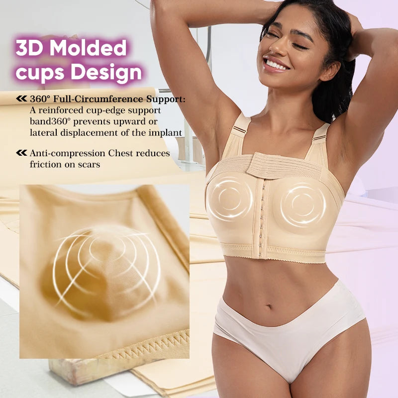 Professional Medical Breast Augmentation Post-op Shapewear Push up Faja Bra Tops with Breast Implant Stabilizer Band Design