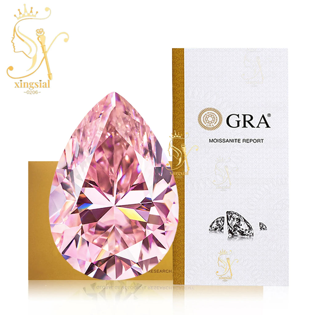 Xingsial 4x6mm 9x13mm Multiple Color VVS1 0.5ct 5ct GRA Certificated Pear Cut Synthetic Diamond Gemstone Loose Moissanite Stone