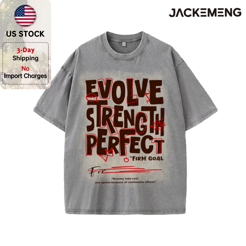 Oversized Washed Retro Inspirational Streetwear Print Tshirt USA Stock Wholesale Y2K Casual Tee