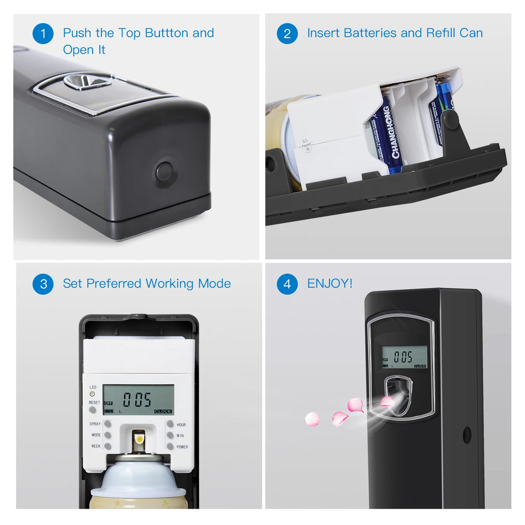 SVAVO Wall-mounted Automatic Perfume Dispenser LCD Screen Automatic Aerosol Dispenser for Toilet Bashroom Livingroom