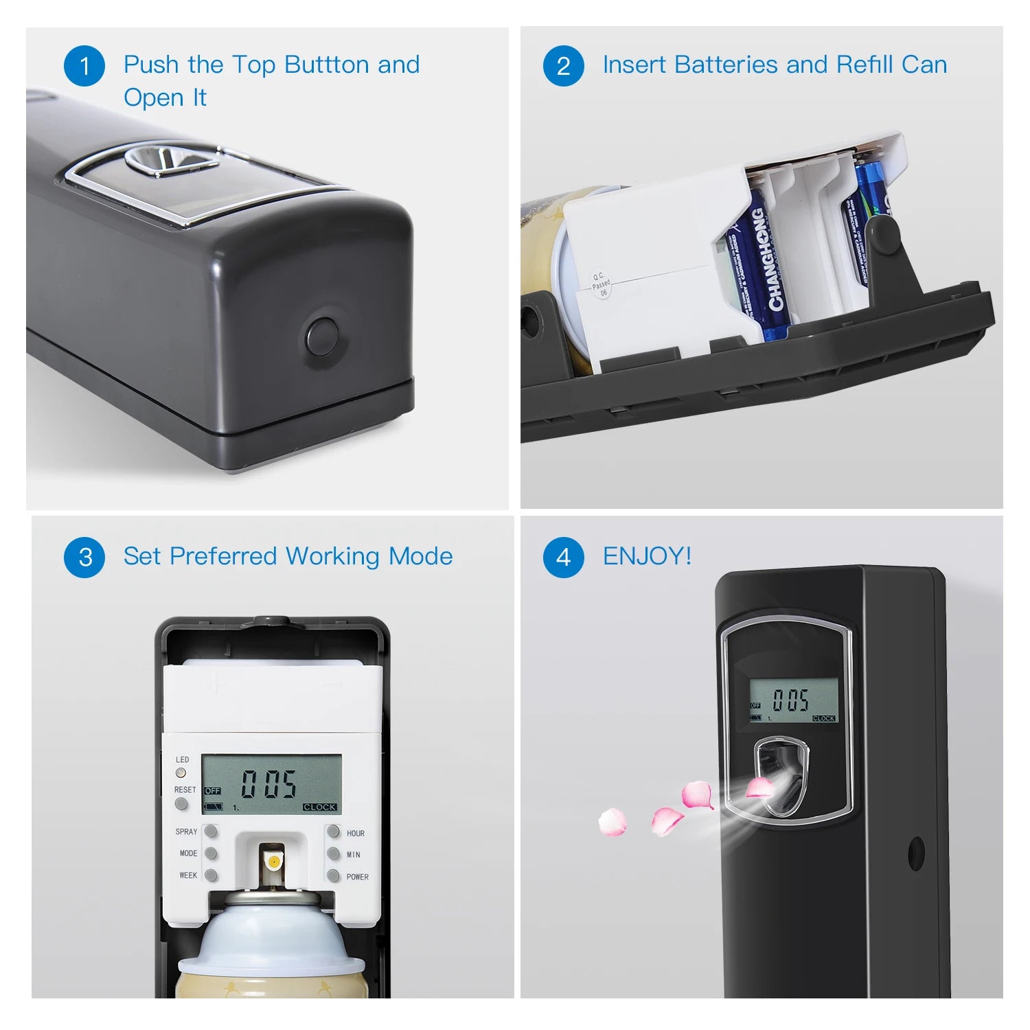 SVAVO Wall-mounted Automatic Perfume Dispenser LCD Screen Automatic Aerosol Dispenser for Toilet Bashroom Livingroom