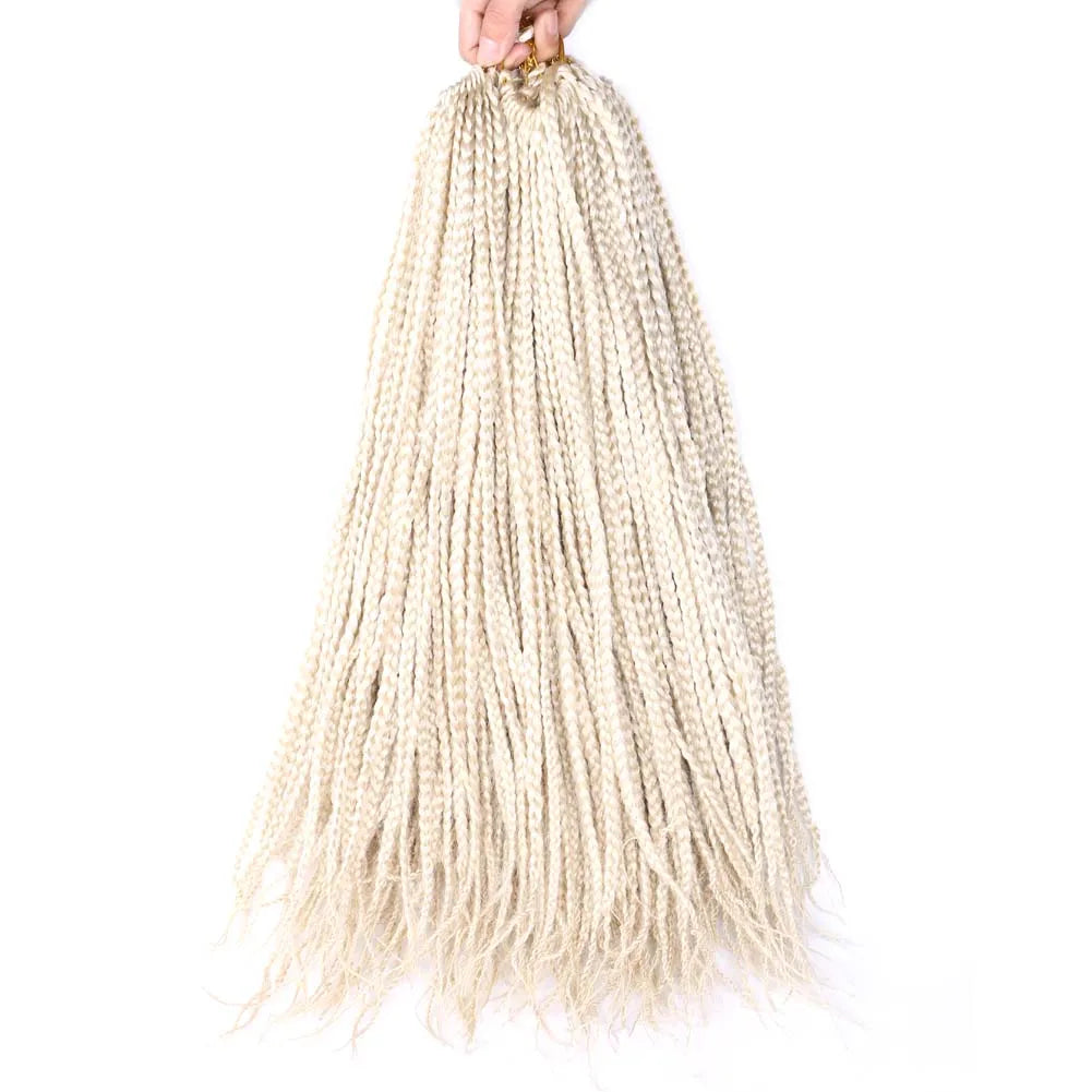 Full Star 3X Small Box Braids 14” 18” Synthetic Hair 80 g Crochet Braids 22 Strands/Pack for Women Ombre Brown Black Color