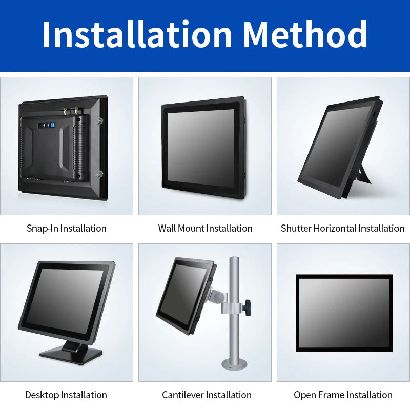Fanless Embedded Wall Mounted Open Frame Industrial All-in-One Computer Capacitive Touchscreen Panel PC IP65 J1900 Linux Stock