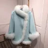 White fox Fur Trim Woolen Overcoat Female Winter Thick Clothes Long High-end Slim Cashmere Coat With Fox Fur Collar Cuffs