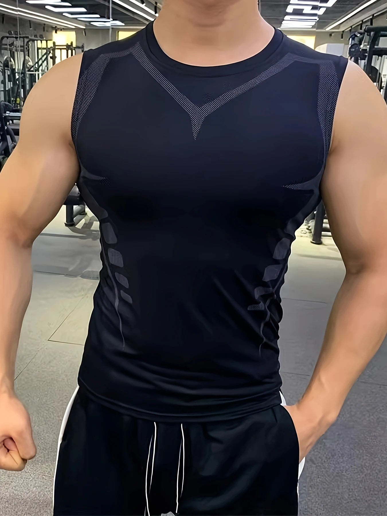 USA Warehouse 3 Pack Men's Sleeveless Shirts Dry Fit Athletic Base Layer Tank Top Sports Running Gym Workout Shirts Compression