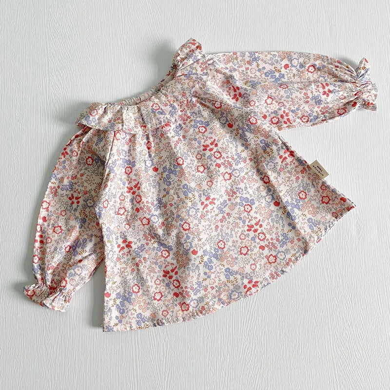 Autumn Spring Children Clothing Toddler Baby Girls Clothes Cotton Long Sleeve Flower Embroidery Baby Girls T-shirt Kids Shirt