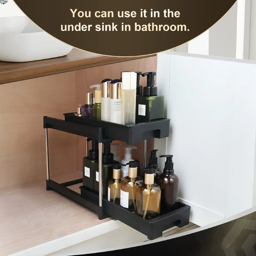 Organizers and Storage Cabinet Organizers and Storage Pull Out Drawers 2 Hooks Black