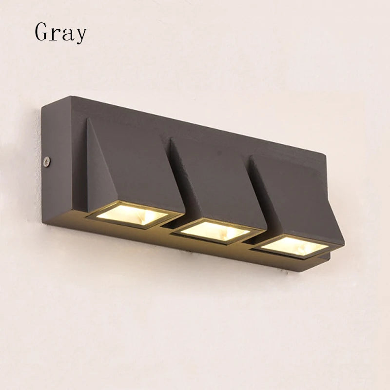 Home Decor 5W 15W LED Wall Light Indoor Outdoor Waterproof Aluminum Three-head Wall Lamp for Garden Porch Bedroom Stairs Lights