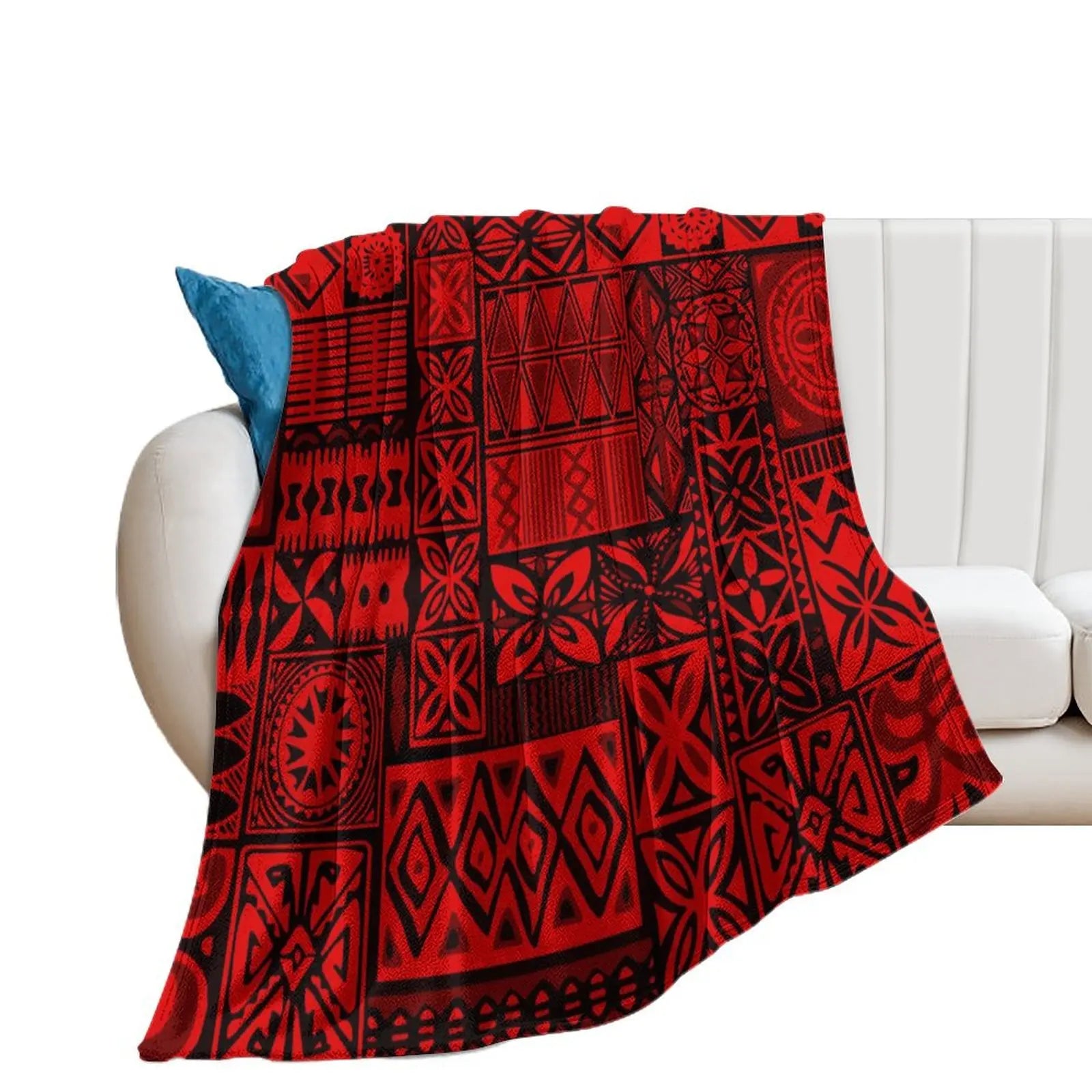 1MOQ Custom Print Sublimation Blankets Fiji Samoa Polynesian Tribal Winter Fleece Blanket Micro Plush Family Blanket for Kids