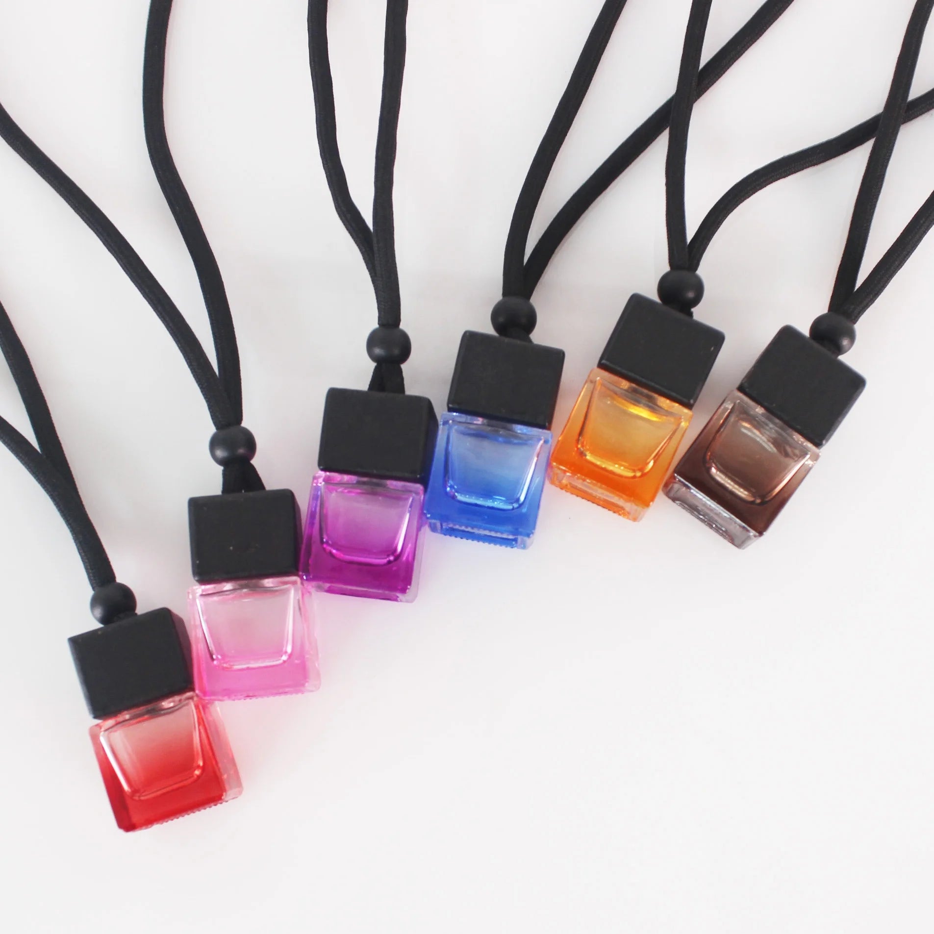 6ml New Arrival Car Hanging Glass Emtpy Bottle With Square Black Wooden Cap Car Air Freshener Diffuser Perfume Bottle
