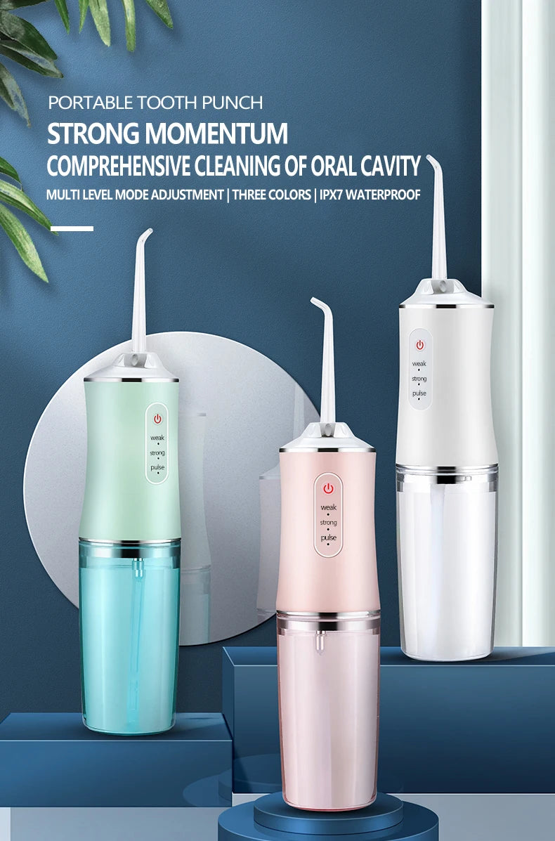 Portable Mini IPX7 Cordless  Water Dental Flosser for Teeth 3 Modes 4 Nozzle Tooth Cleaner Oral Irrigator Water Flosser