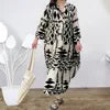 Summer New Women'S Wear V-Neck Maxi Long Dress Vintage Printed Pattern High Waist Long Dress