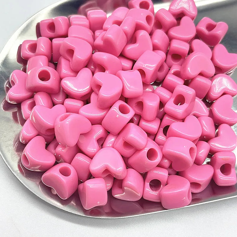 NEW 30pcs11*6mm Candies Colour Big Hole Heart-shaped Acrylic Loose Spacer Beads for Jewelry Making DIY Bracelet Accessories