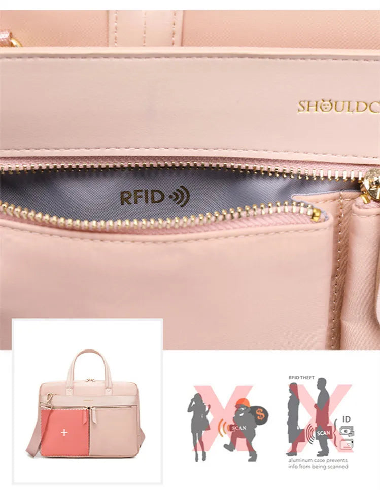 Women Laptop Briefcase Computer Bag Business Document Organizer Ipad Tote Ladies Handbag Messenger Purse Strap Pouch Accessories